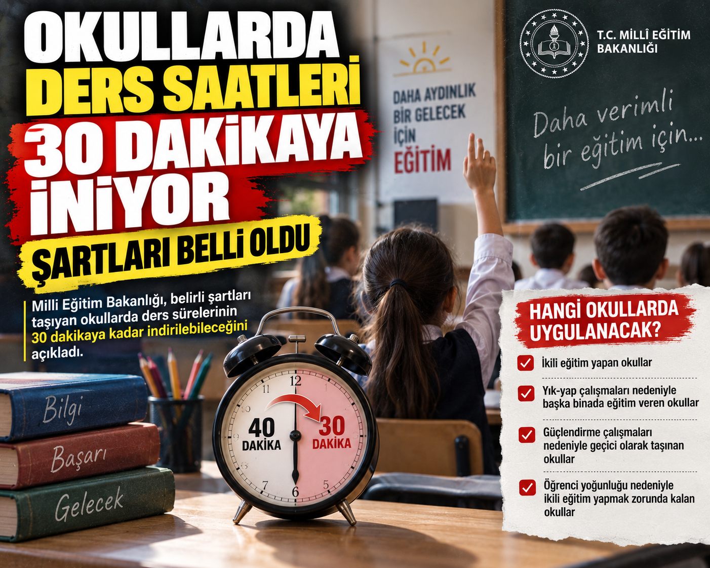 Okul ders saatleri düşüyor