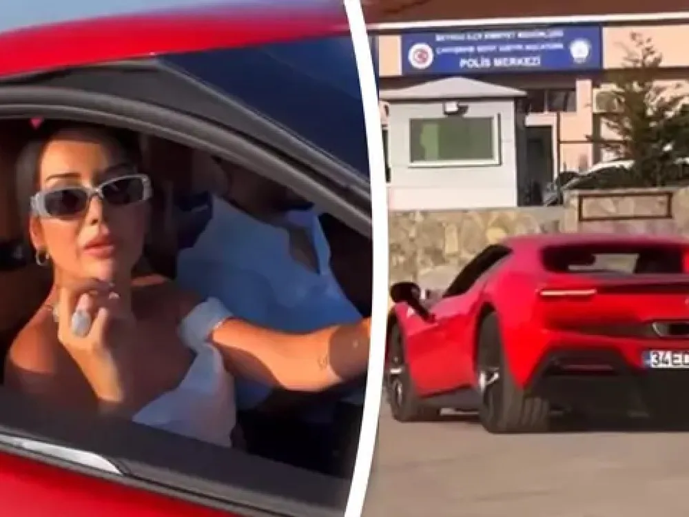 Dilan Polat kırmızı ferrari