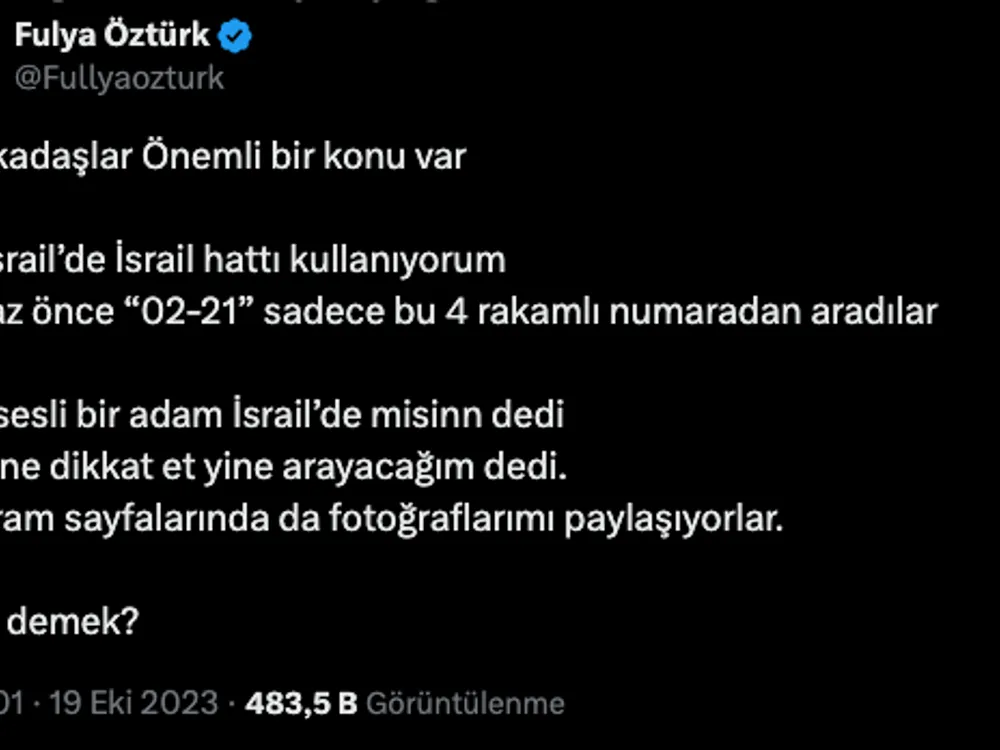 Fulya Öztürk Tweet
