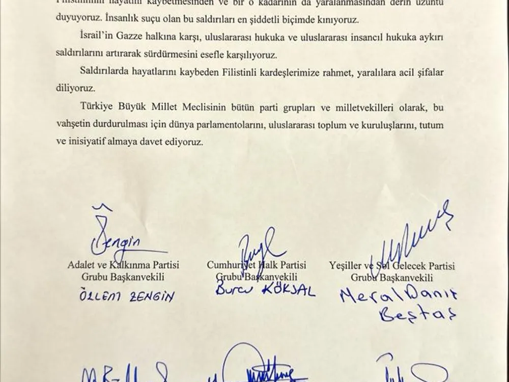 Meclis İsrail Kınama Metni