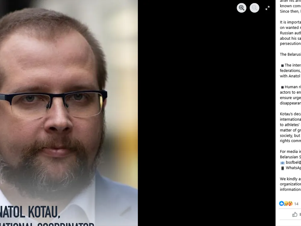 Belarus Spor Dayanışma Fonu Uluslararası Daire Başkanı Anatol Kotau