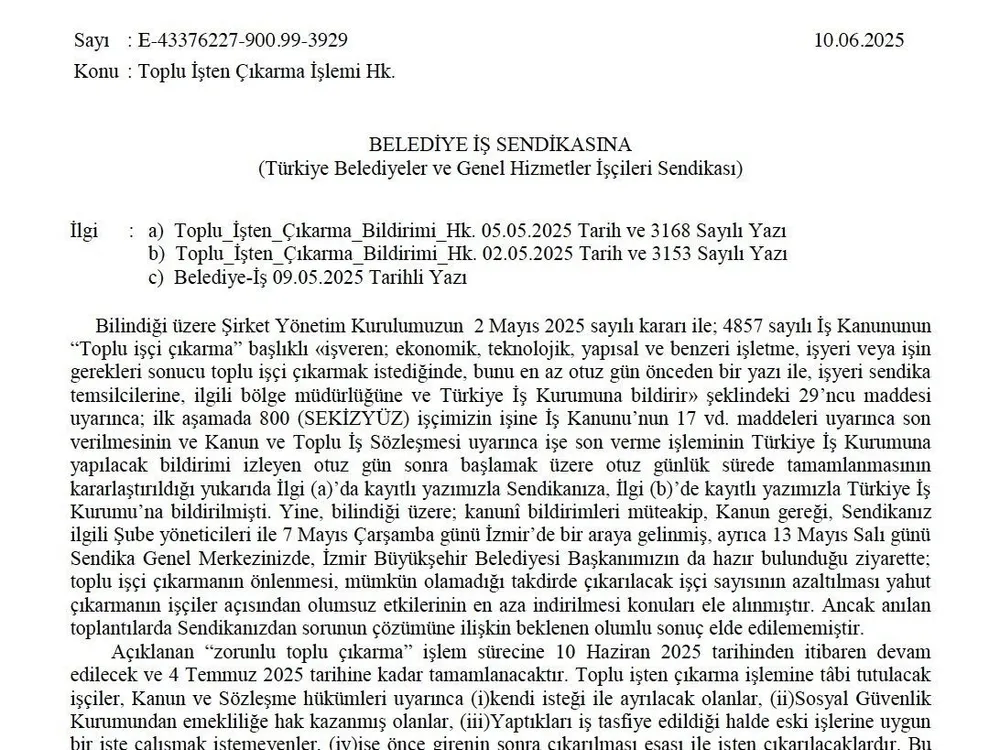 izmir işten çıkarma