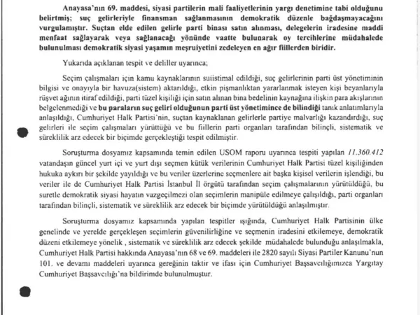 chp kapatma iddianame