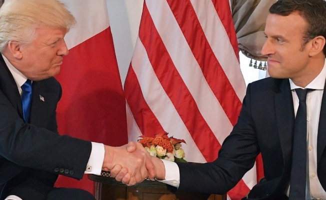 Trump ile romantik Macron görüştü Beşar Esad mesajı verdi