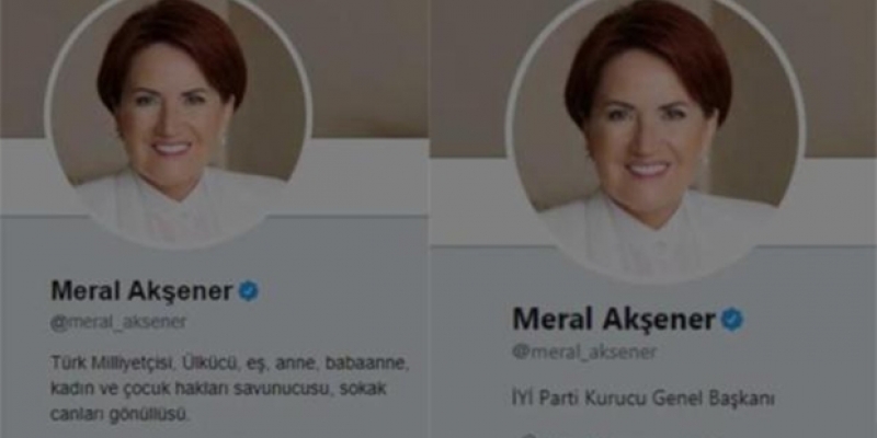 Meral Akşener'in Twitter'daki biyografisi değiştirildi