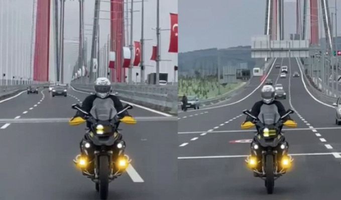 İstanbul Valisi Ali Yerlikaya köprüden motosikletiyle geçti